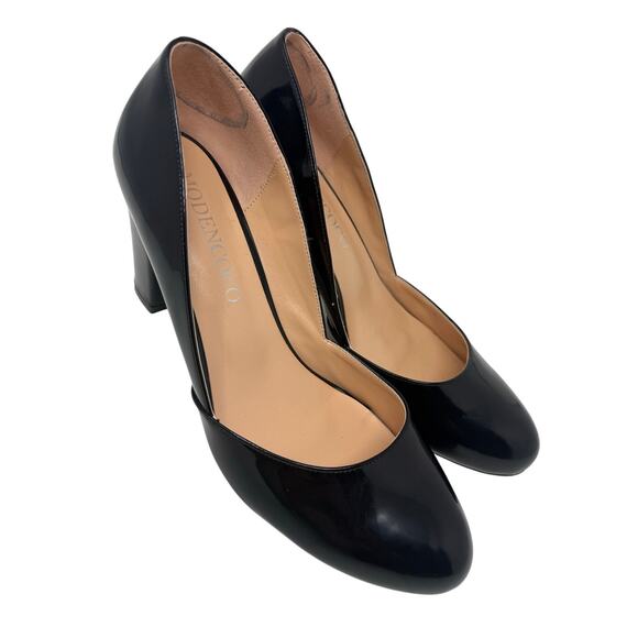 Black Patent Leather Block Heel Pumps Women’s 9.5 Round Toe Slip On - Picture 5 of 9